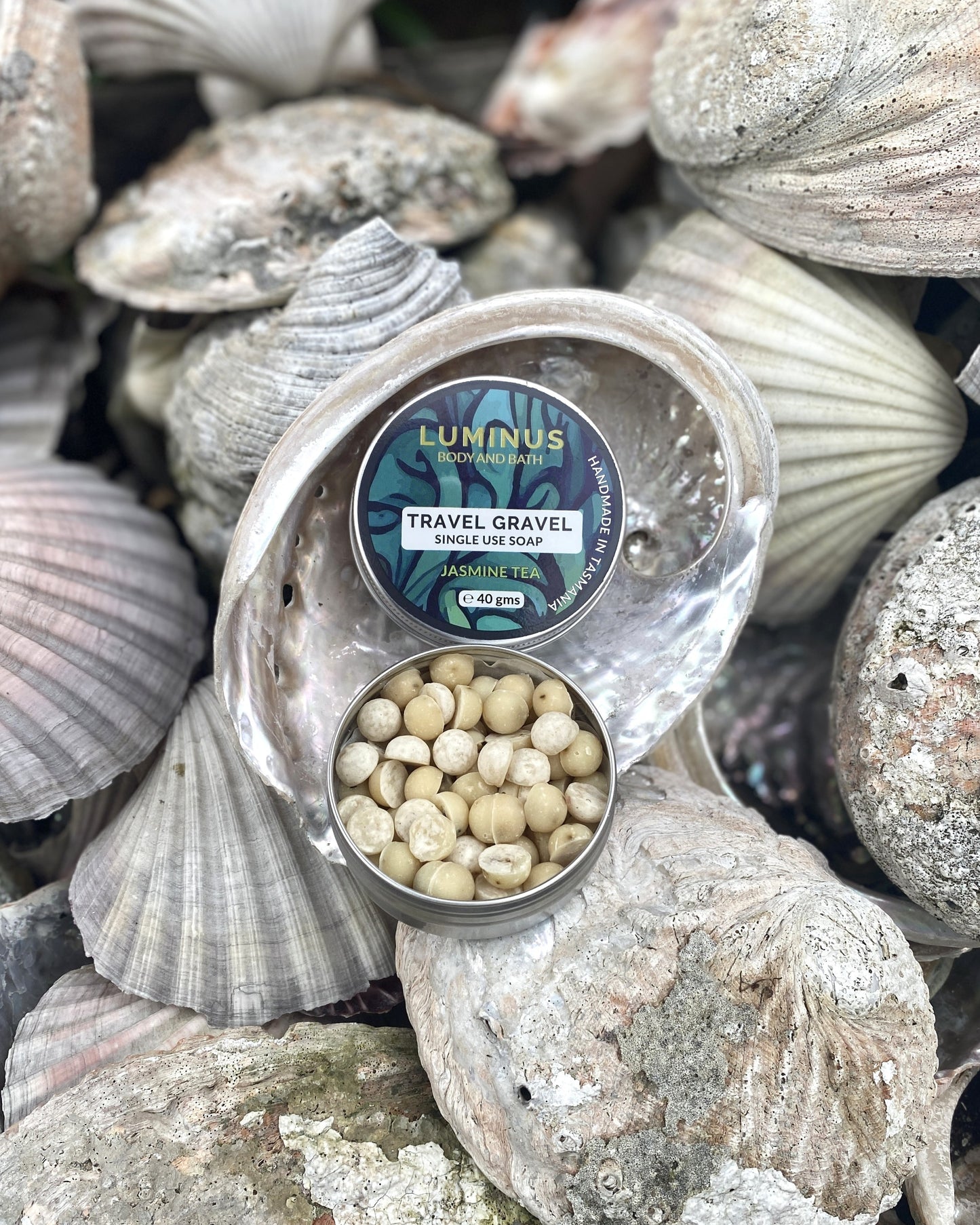Travel Gravel / Jasmine Tea & Aloe Vera - Single use Soap Rounds