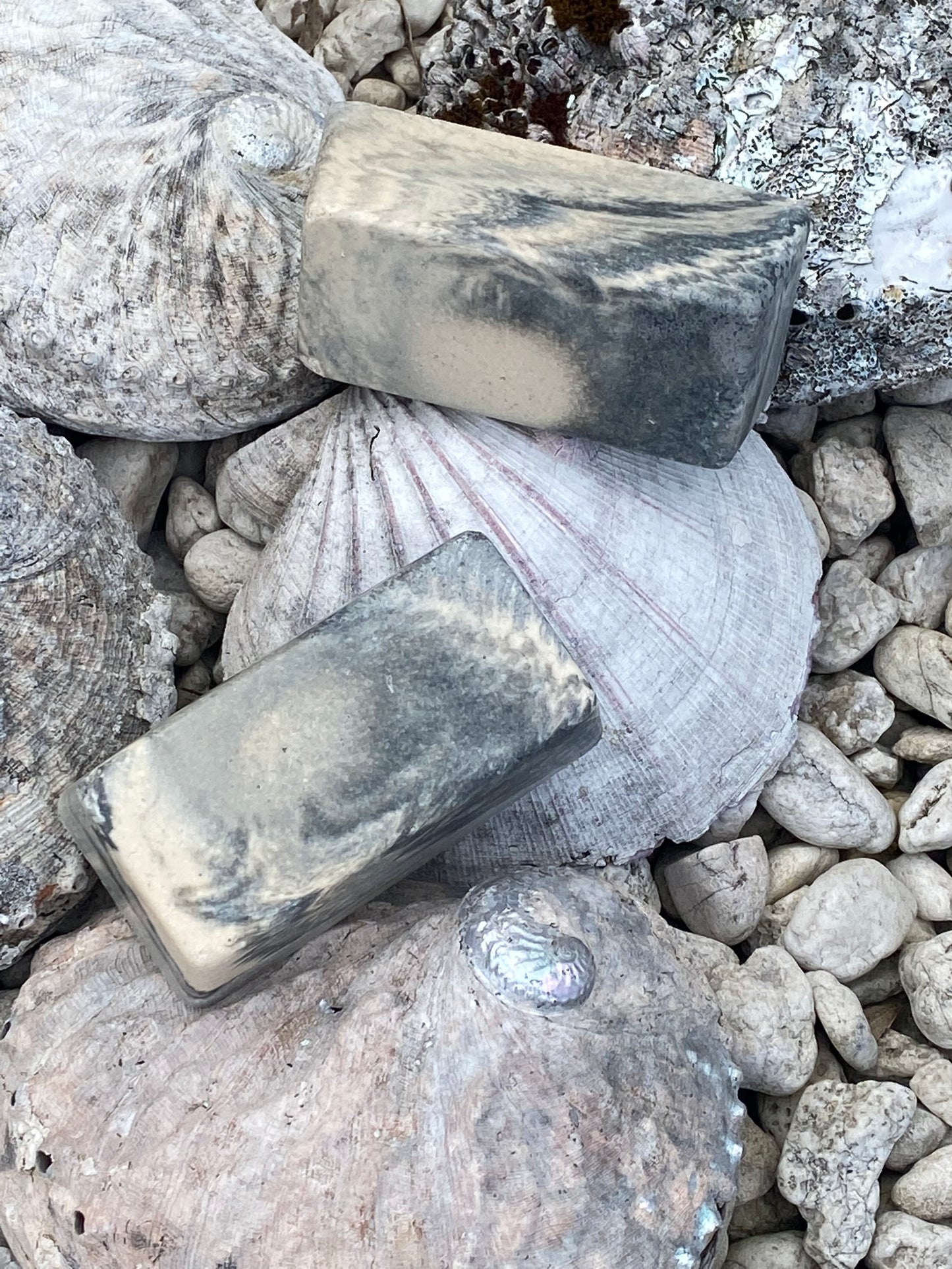 Charcoal and Black Cumin Seed Salt Soap. Handmade in Tasmania. Vegan and Cruelty free.