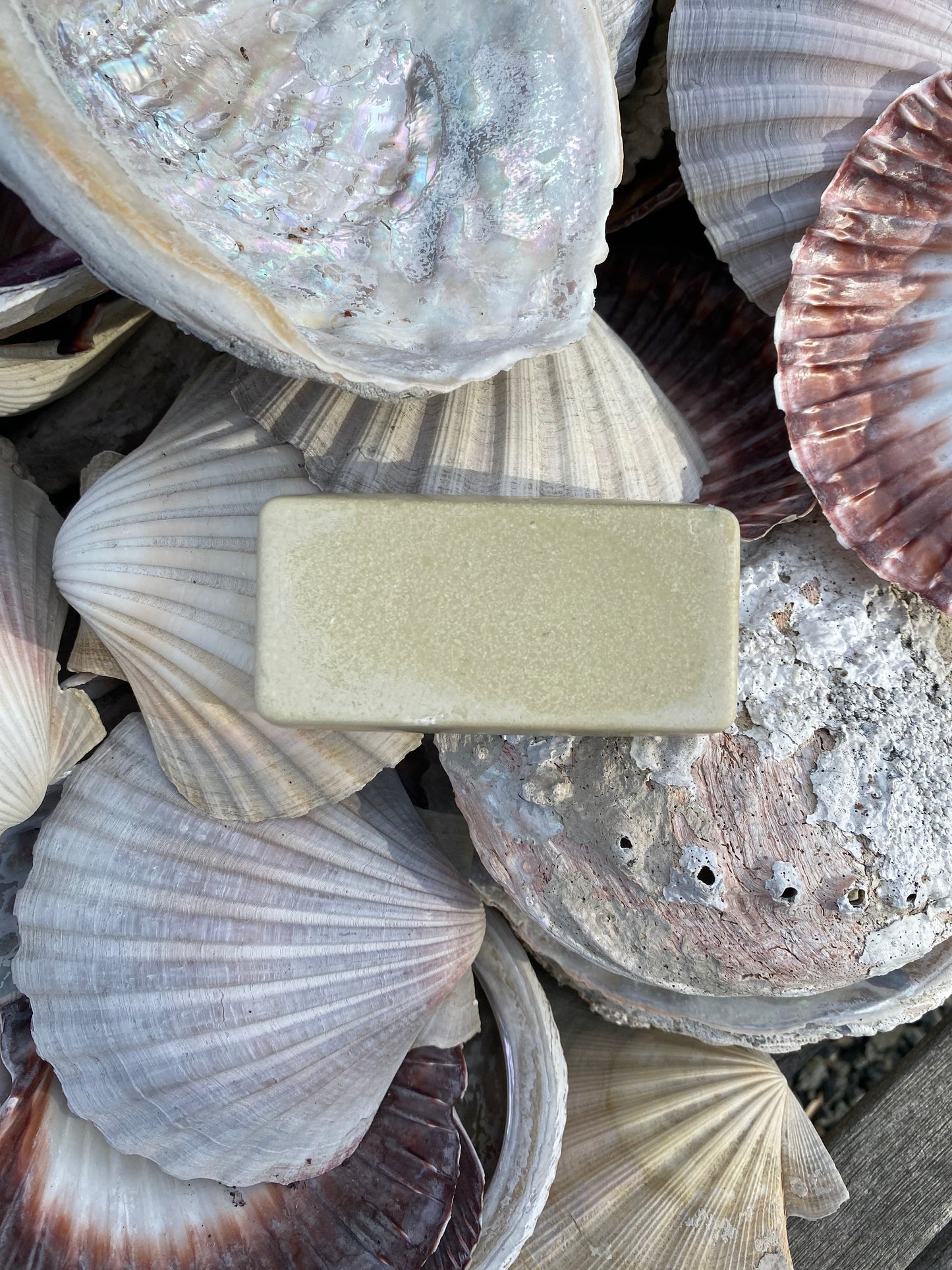 Salt soap featuring organic Avocado oil and French Green Clay.