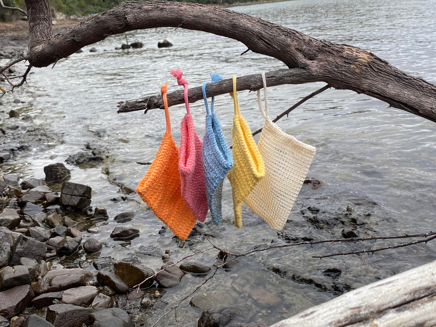 Sisal soap bags. A convenient way to use up your soap scraps.