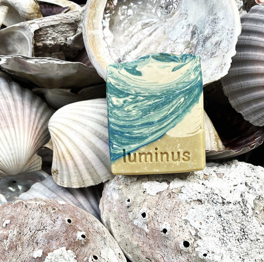 Handcrafted LUMINUS soap made in small batches in a Tasmanian studio, representing the beginning of the brand’s slowmade philosophy.