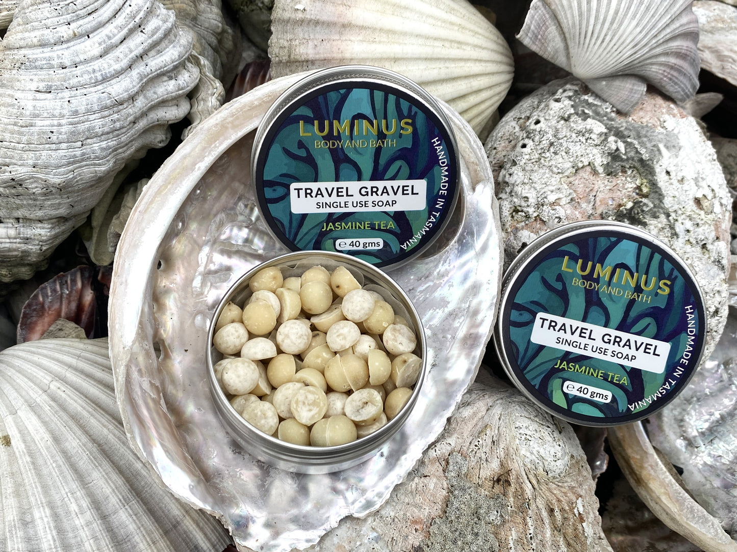 Travel Gravel /  Jasmine Tea & Aloe Vera - Single use Soap Rounds