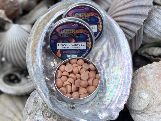 Travel Gravel /  Watermelon & Rhubarb - Single use Soap Rounds