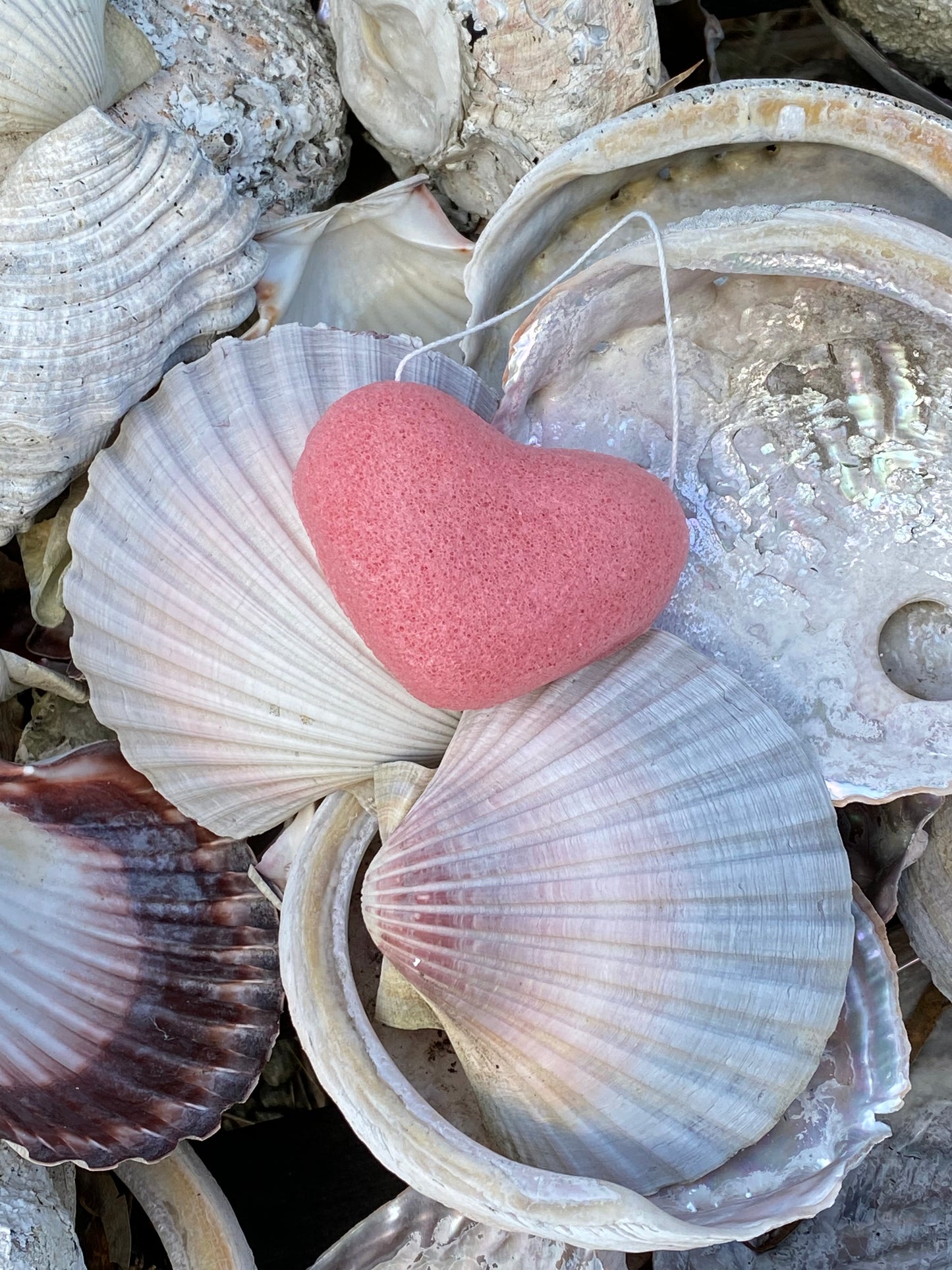 Pink heart shaped konjac sponge. For glowing, radiant skin